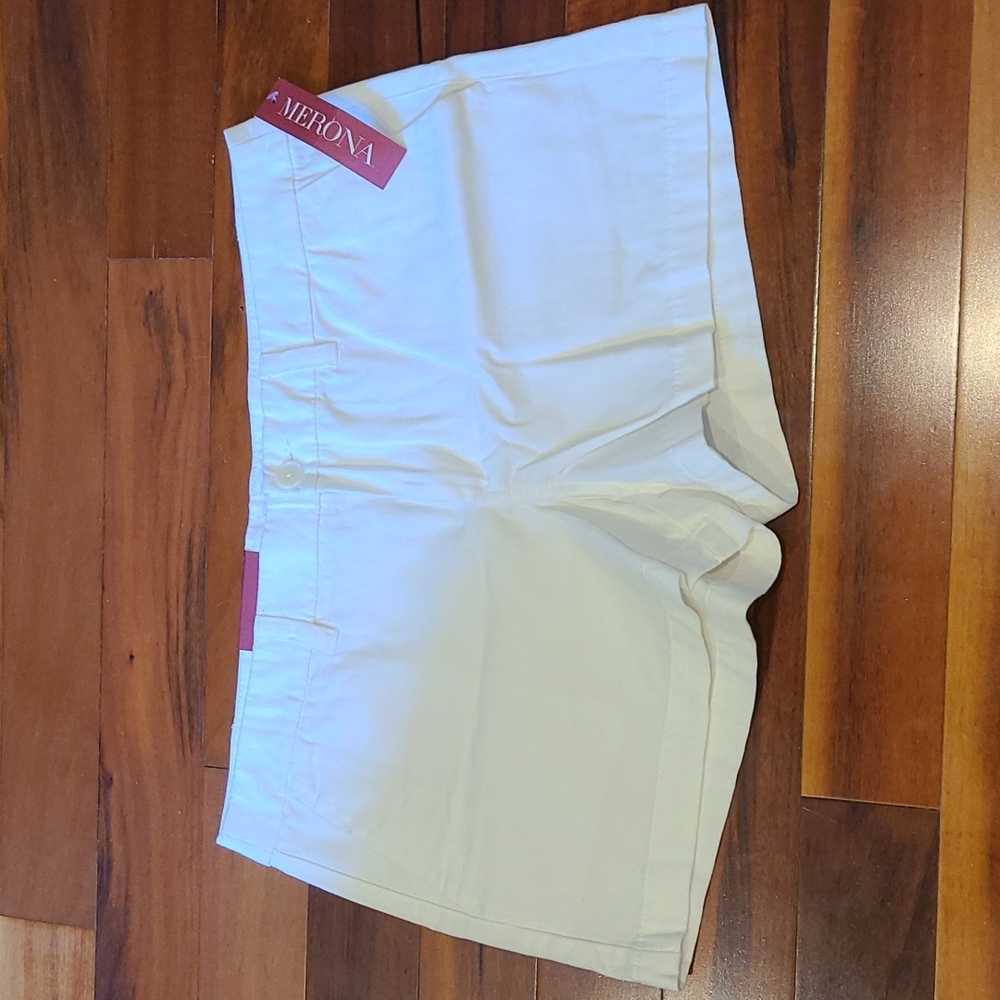 Merona Chino Shorts White Size 12 NWT
